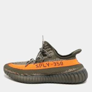 Pre Owned Yeezy x Adidas Boost 350 V2 Beluga Size 43.5 Grey/Orange Knit Fabric Lace Up Sneakers
