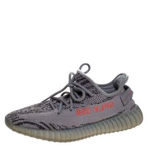 Pre Owned Yeezy x Adidas Grey Cotton Knit Boost 350 V2 Beluga Sneakers Size 42.5