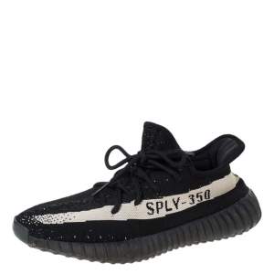 Pre Owned Yeezy x Adidas Black Cotton Knit Boost 350 V2 Sneakers Size 43.5