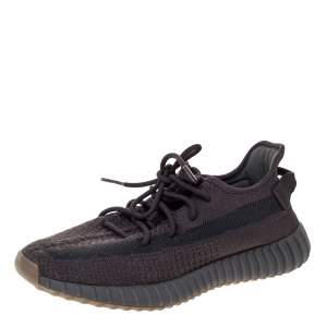 Pre Owned Yeezy x Adidas Dark Grey Cotton Knit Boost 350 V2 Cinder Sneakers Size 44