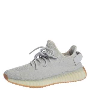 Pre Owned Yeezy x Adidas Off-white Cotton Knit Boost 350 V2 "Sesame" Sneakers Size 39.5