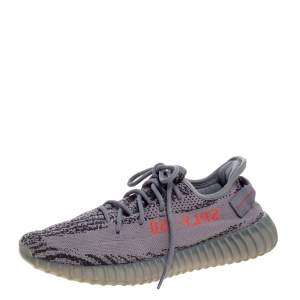 Pre Owned Yeezy x Adidas Grey Cotton Knit Boost 350 V2 Beluga 2.0 Sneakers Size 43.5