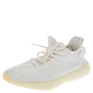 Pre Owned Yeezy x Adidas White Cotton Knit Boost 350 V2 Sneakers Size 42