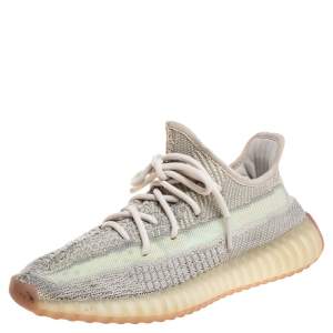 Pre Owned Yeezy x Adidas Grey Boost 350 V2 Citrin Non Reflective Sneakers Size 39 1/3