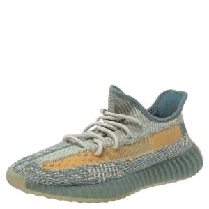 Pre Owned Yeezy x Adidas Blue/White Knit Fabric Boost 350 V2 Israfil Sneakers Size 42.5