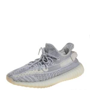 Pre Owned Yeezy x Adidas White/Grey Cotton Knit Boost 350 V2 Static Non Reflective Sneakers Size 44