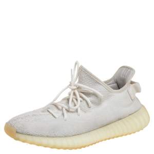 Pre Owned حذاء رياضي ييزي x أديداس تريكو قطن كريمي بوست 350 V2 تريبل أبيض مقاس 44