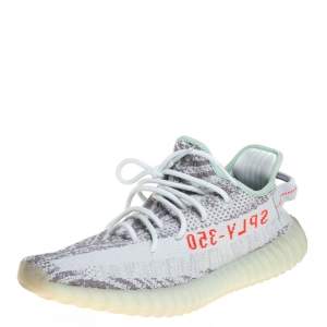 Pre Owned Yeezy x Adidas Light Blue Cotton Knit Boost 350 V2 Blue Tint Sneakers Size 44 2/3