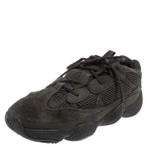 Pre Owned Yeezy x adidas Utility Black Suede And Mesh Boost 500 Sneakers Size 44 2/3