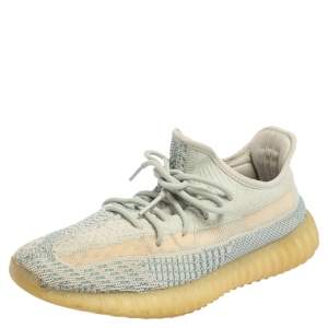 Pre Owned Yeezy x adidas Blue/White Knit Fabric Boost 350 V2 Cloud White Sneakers Size 42 2/3