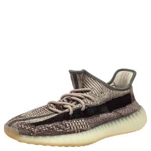Pre Owned Yeezy x Adidas Grey/Black Knit Fabric Boost 350 V2 Zyon Sneakers Size 42 2/3