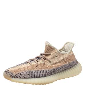 Pre Owned Yeezy x adidas Multicolor Knit Fabric Boost 350 V2 Ash Pearl Sneakers Size 44 2/3