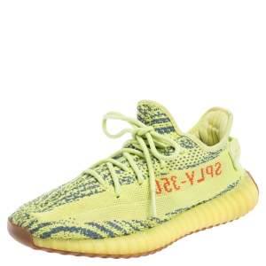 Pre Owned Yeezy x adidas Green/Blue Knit Fabric Boost 350 V2 Zebra Sneakers Size 41 1/3