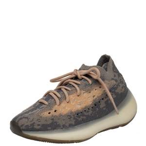 Pre Owned Yeezy x adidas Grey Knit Fabric Boost 380 Mist Low Top Sneakers Size 39 1/3