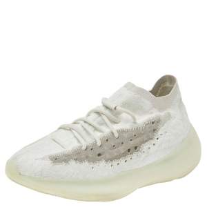 Pre Owned Yeezy x adidas Mint Green/Grey Knit Fabric Boost 380 Calcite Glow Sneakers Size 44 2/3