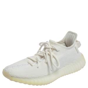 Yeezy x Adidas White Knit Fabric Boost 350 V2 Cream/Triple White Sneakers Size 36