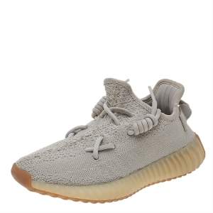 مملوكة مسبقًا Yeezy x adidas Grey Knit Fabric Sesame Boost 350 V2 Low Top Sneakers Size 36