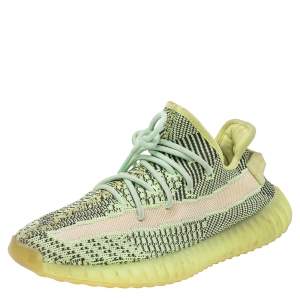 Pre Owned Yeezy x adidas Green/Black Knit Fabric Boost 350 V2 Yeezreel Low Top Sneakers Size 40 2/3