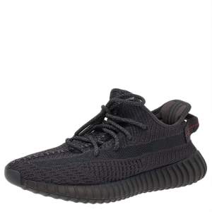 مملوكة مسبقًا Yeezy x adidas Black Knit Fabric Boost 350 V2 Static Low Top Sneakers Size 42