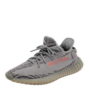 Yeezy x adidas Grey Knit Fabric Boost 350 V2 Beluga Low Top Sneakers Size 44