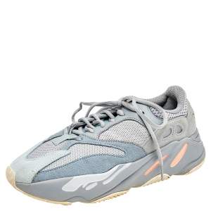 مملوكة مسبقًا Yeezy x Adidas Grey/Blue Mesh, Leather, And Suede Boost 700 Inertia Sneakers Size 40 2/3