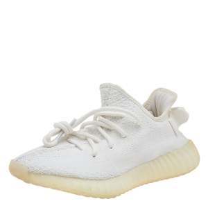 Pre Owned حذاء رياضي ييزي x أديداس بوست 350 ڨي2 تريبل وايت قماش تريكو أبيض مقاس 37 1/3 