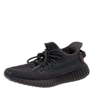 مملوكة مسبقًا حذاء رياضي ييزي × أديداس "بوست 350 V2" غير عاكس قماش تريكو أسود مقاس 39 1/3