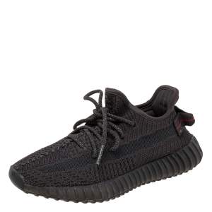 مملوكة مسبقًا Adidas Yeezy Black Knit Fabric Boost 350 V2 Cinder Reflective Sneakers Size 37 2/3