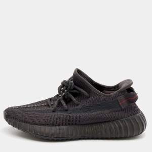 Pre Owned Yeezy x Adidas Black Knit Fabric Boost 350 V2 Static Sneakers Size 38 2/3