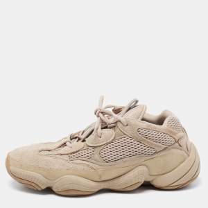 Yeezy x Adidas Beige Suede And Mesh Yeezy 500 Lace Up Sneakers Size 43 1/3