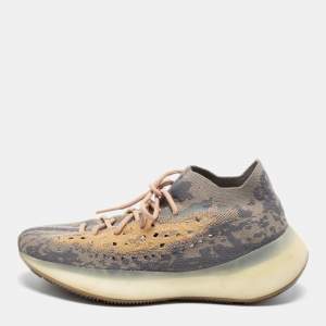 Pre Owned Yeezy x Adidas Grey/Beige Knit Fabric Boost 380 V2 Mist Sneakers Size 42 2/3
