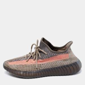 Pre Owned Yeezy x Adidas Multicolor Knit Fabric Boost 350 V2 Ash Stone Low Top Sneakers Size 43 1/3