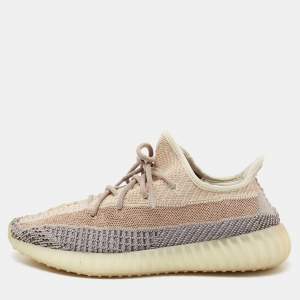 Pre Owned Yeezy x adidas Multicolor Knit Fabric Boost 350 V2 Ash Pearl Sneakers Size 45 2/3