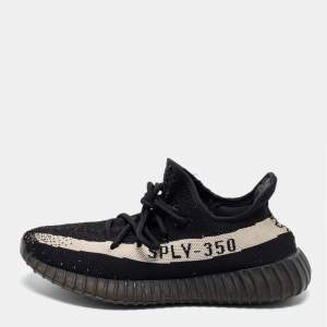 Pre Owned حذاء رياضي ييزي x أديداس بوست 350 ڨي2 قماش تريكو أسود بعنق منخفض مقاس 41 1/3 