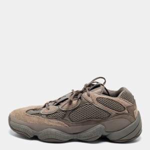 Yeezy x Adidas Brown/Olive Green Mesh and Suede 500 Clay Sneakers Size 47 1/3