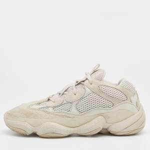 Pre Owned Yeezy x Adidas White Suede And Mesh Yeezy 500 Salt Low Top Sneakers Size 41 1/3