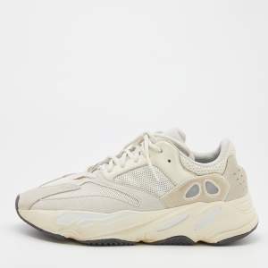 Pre Owned Yeezy x Adidas White Suede and Mesh Boost 700 Analog Sneakers Size 46 2/3