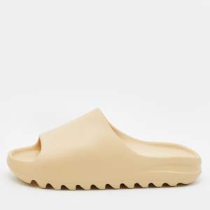 Pre Owned Yeezy x Adidas Beige Rubber Desert Sand Slides Size 48.5