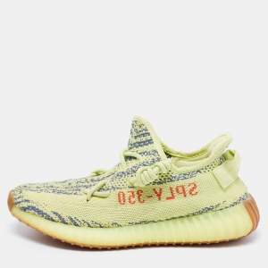 Pre Owned Yeezy x Adidas Green Knit Fabric Boost 350 V2 Sneakers Size 41 1/3
