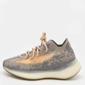 Pre Owned Yeezy x Adidas Grey/Beige Knit Fabric Boost 380 Mist Sneakers Size 36 2/3
