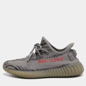 Pre Owned Yeezy x Adidas Grey Knit Fabric Boost 350 V2 Beluga 2.0 Sneakers Size 38