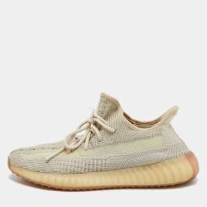 Yeezy x Adidas Beige/Grey Knit Fabric Boost 350 V2 Citrin Sneakers Size 42 2/3
