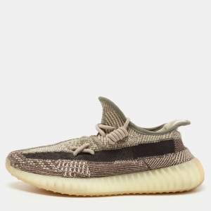 Pre Owned Yeezy x Adidas Beige/Brown Knit Fabric Boost 350 V2 Zyon Sneakers Size 42 2/3