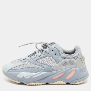 Pre Owned Yeezy x Adidas Grey/Blue Suede and Mesh Boost 700 V2 Inertia Sneakers Size 39 1/3