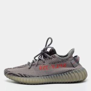 Pre Owned Yeezy x adiddas Grey Knit Fabric Boost 350 V2 Sneakers Size 40 2/3
