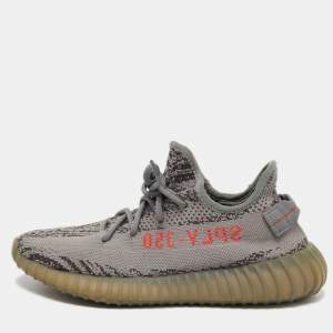Pre Owned Yeezy x Adidas Grey Knit Fabric Boost 350 V2 Beluga Sneakers Size 40 2/3