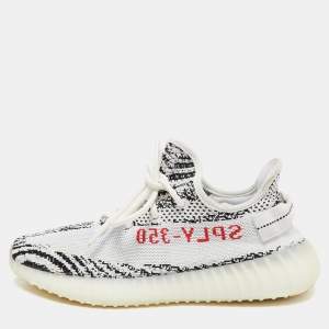 Yeezy x Adiddas White/Black Knit Fabric Boost 350 V2 Zebra Sneakers Size 42