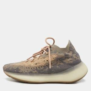 Pre Owned Yeezy x Adidas Grey/Beige Knit Fabric Yeezy 380 “Mist” Sneakers Size 411/3