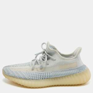 Yeezy x Adidas Blue/White Knit Fabric Boost 350 V2 Cloud White Sneakers Size 38 2/3