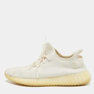Yeezy x Adidas White Knit Fabric 350 V2 Cream White Sneakers Size 44 2/3